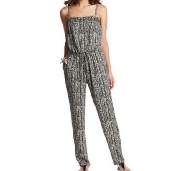LOFT Inked Feather Print Jumpsuit - Picture 2 of 13